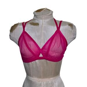 Victorias‎ Secret Sexy Sheer Mesh Strappy Double Cup Bralette Bra Large Pink